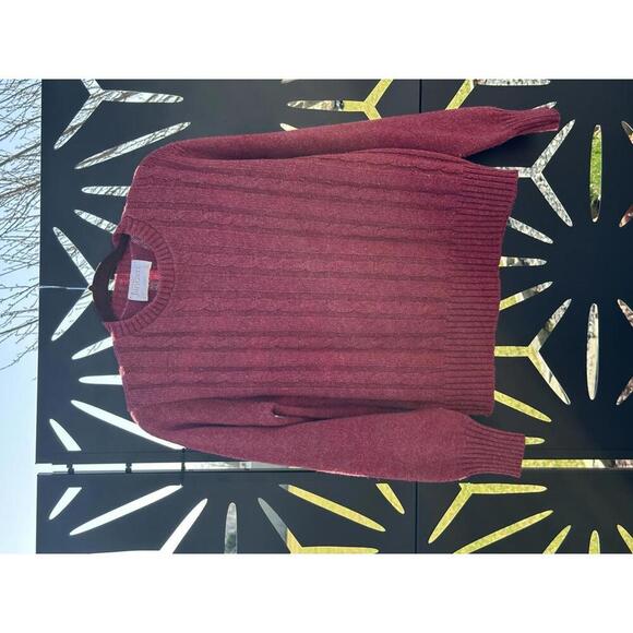 Vintage 60s Jantzen Sweater Cable Knit Crew Neck Burgundy Red SIZE L - Picture 6 of 7